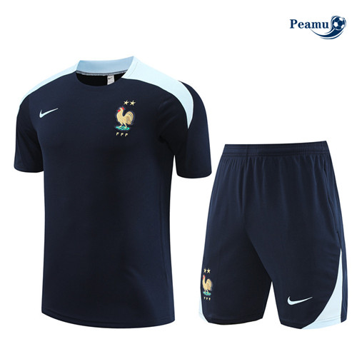 Peamu - Maillot foot Kit Entrainement France Enfant + Shorts bleu royal 2024-2025 discout