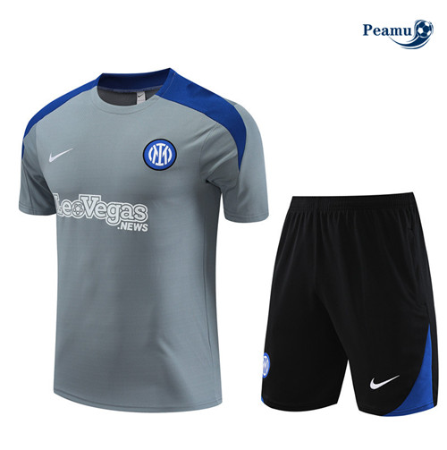 Peamu - Maillot foot Kit Entrainement Inter Milan + Shorts gris 2024-2025 personnalisé