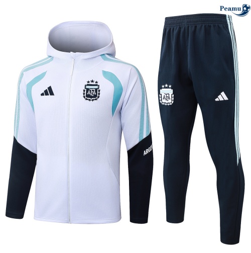 Veste Survetement foot Argentine à capuche Blanc 2026-2027