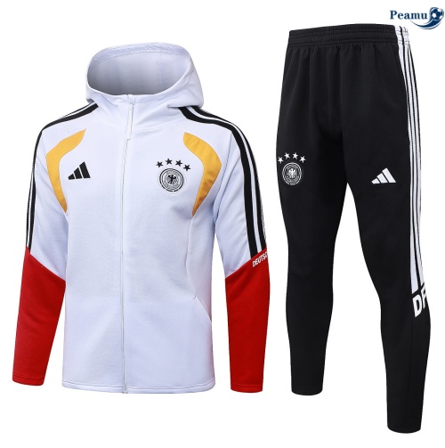 Veste Survetement foot Allemagne Enfant à capuche Blanc 2026-2027