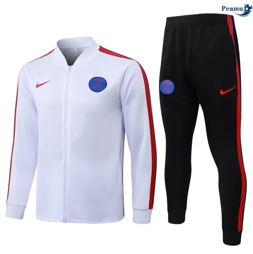 Veste Survetement foot PSG Enfant Blanc/Rouge 2026-2027