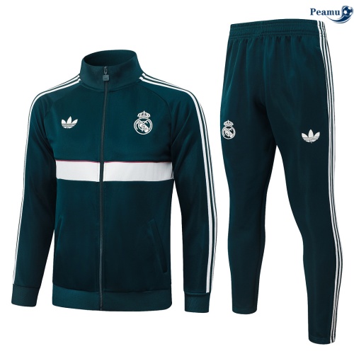 Veste Survetement foot Real Madrid Enfant vert noirâtre/blanc cassé 2026-2027