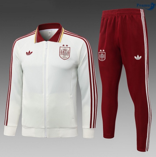 Veste Survetement foot Espagne 2 étoiles blanc cassé 2026-2027