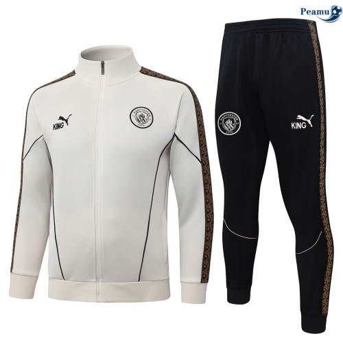 Veste Survetement foot Manchester City blanc cassé 2026-2027