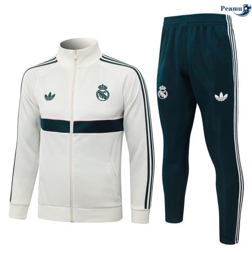 Veste Survetement foot Real Madrid blanc cassé/vert noirâtre 2026-2027