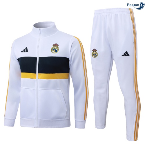 Veste Survetement foot Real Madrid Blanc/Vert/Jaune 2026-2027