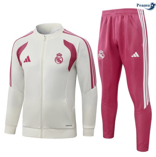 Veste Survetement foot Real Madrid blanc cassé 2026-2027
