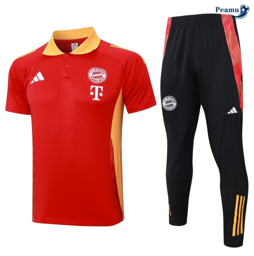 Kit Entrainement Bayern Munich Polo + Pantalon rouge 2024
