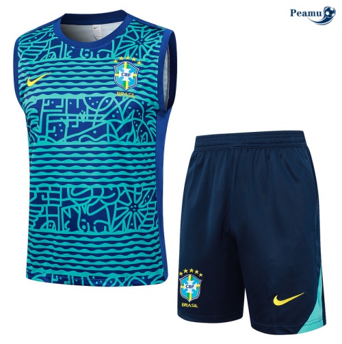 Kit Entrainement Brésil Debardeur + Shorts Bleu 2024