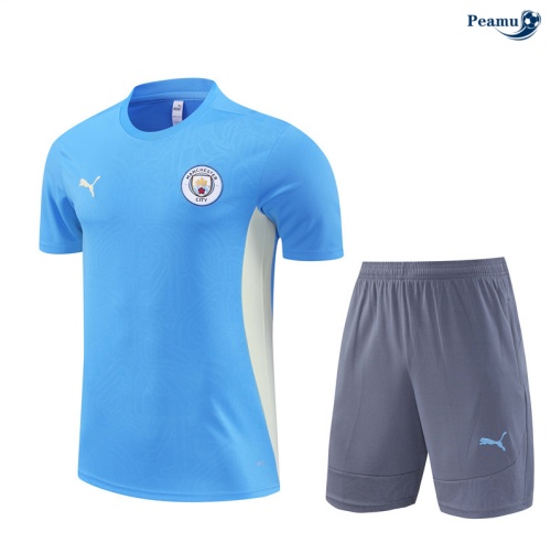 Kit Entrainement Manchester City Enfant + Shorts Bleu 2024