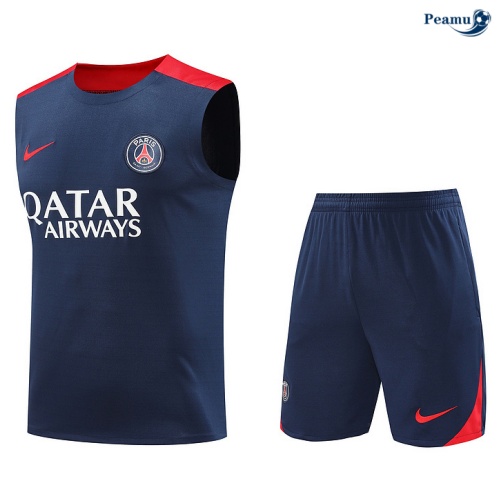 Kit Entrainement Paris PSG Debardeur + Shorts bleu marine 2024
