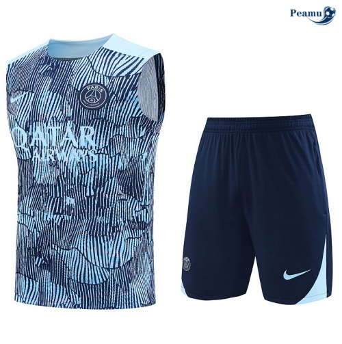 Kit Entrainement Paris PSG Debardeur + Shorts Bleu 2024
