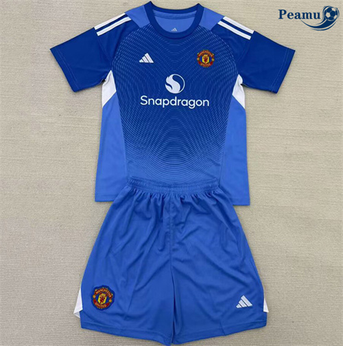 Maillot foot Manchester United Enfant Gardien De But Bleu 2025-2026