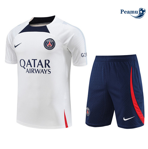 Maillot foot Kit Entrainement Paris PSG Enfant + Shorts Blanc 2023/2024 p6525