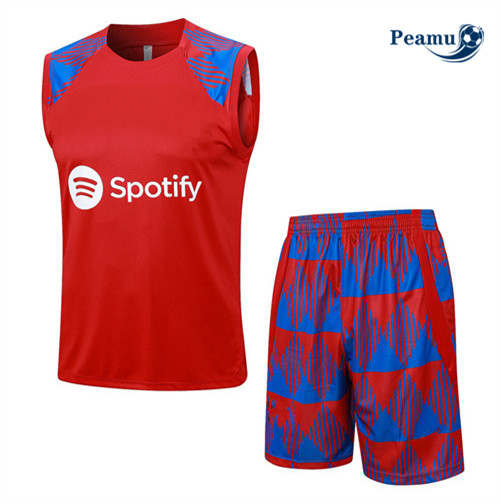 Peamu - Maillot foot Kit Entrainement Barcelone Debardeur + Shorts Rouge 2023/24 Outlet