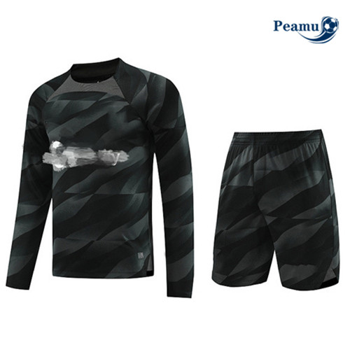 Peamu - Maillot foot Kit Entrainement Barcelone Manche Longue + Shorts 2023/24 Noir 2023/24 Paris