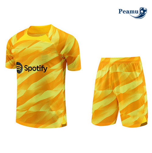 Peamu - Maillot foot Kit Entrainement Gardien de but Barcelone + Shorts Jaune 2023/24 Officiel