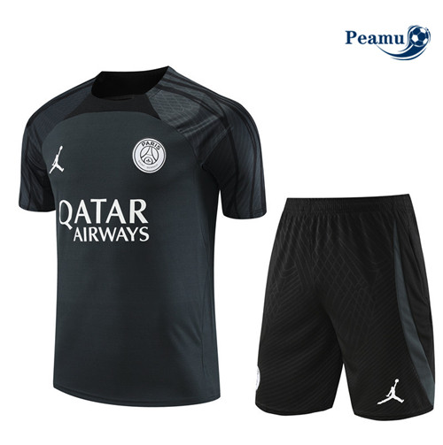 Peamu - Maillot foot Kit Entrainement PSG Enfant + Shorts Gris 2023/24 grossiste