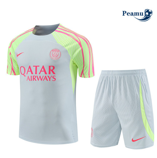 Peamu - Maillot foot Kit Entrainement PSG Enfant + Shorts Gris 2023/24 Paris