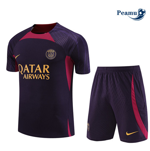 Peamu - Maillot foot Kit Entrainement PSG + Shorts Violet 2023/24 Paris