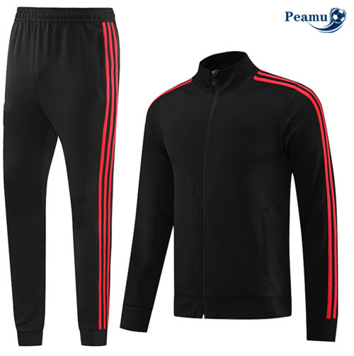 Peamu - Maillot foot Veste Survetement Manchester United Noir 2023/24 personnalisé