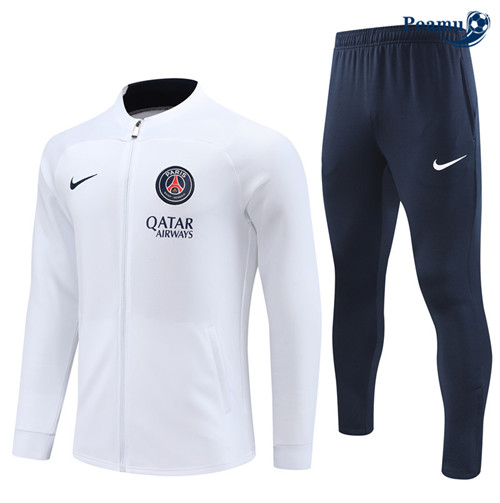 Peamu - Maillot foot Veste Survetement PSG Enfant Blanc 2023/24 Soldes