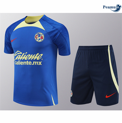 Maillot foot Kit Entrainement América + Shorts bleu 2024/2025 personnalisé