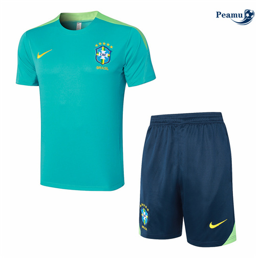 Maillot foot Kit Entrainement Brésil + Shorts lac bleu 2024/2025 Paris