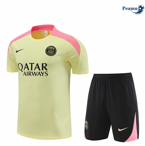 Maillot foot Kit Entrainement Paris PSG Enfant + Shorts jaune clair 2024/2025 prix