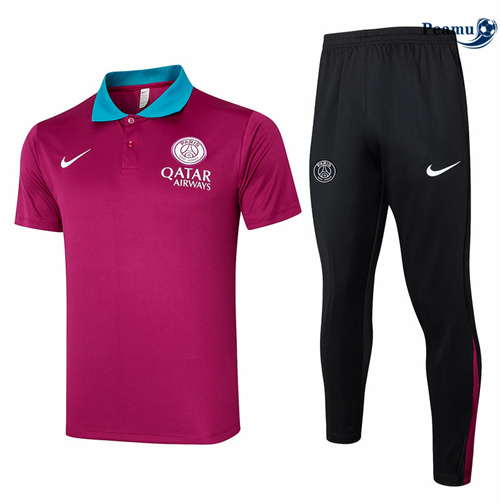 Maillot foot Kit Entrainement Paris polo + Pantalon Violet 2024/2025 grossiste