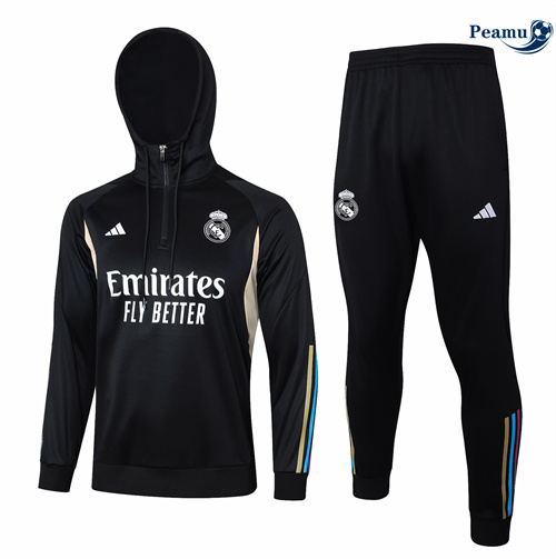 Survetement Real Madrid Enfant à capuche noir 2024/2025 Original