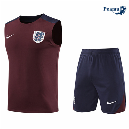 Maillot foot Kit Entrainement Angleterre Debardeur + Shorts Brun 2024-2025 personnalisé