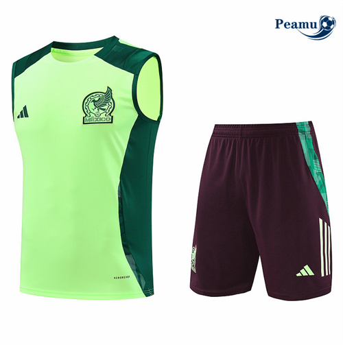 Maillot foot Kit Entrainement Mexique Debardeur + Shorts Vert 2024-2025 personnalisé