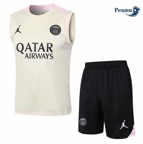 Maillot foot Kit Entrainement Paris PSG Debardeur + Shorts Jaune 2024-2025 France