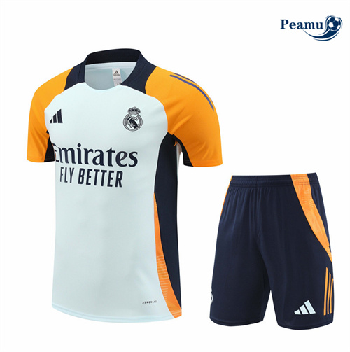 Maillot foot Kit Entrainement Real Madrid Enfant + Shorts Blanc 2024-2025 discout