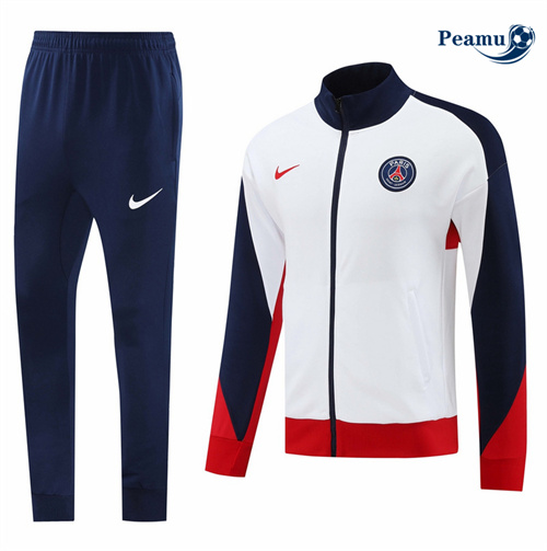 Veste Survetement Paris PSG Blanc 2024-2025 personnalisé