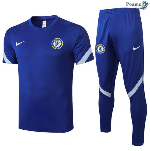 Kit Maillot Entrainement Chelsea + Pantalon Bleu 2020-2021