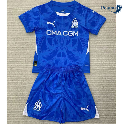 Maillot foot Marseille Enfant Gardien De But Bleu 2024-2025