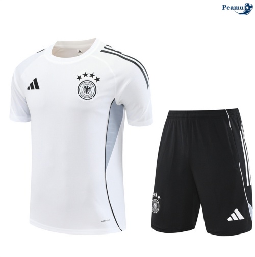 Maillot foot Kit Entrainement Allemagne Enfant + Shorts Blanc/Noir 2025-2026 peamu 0333