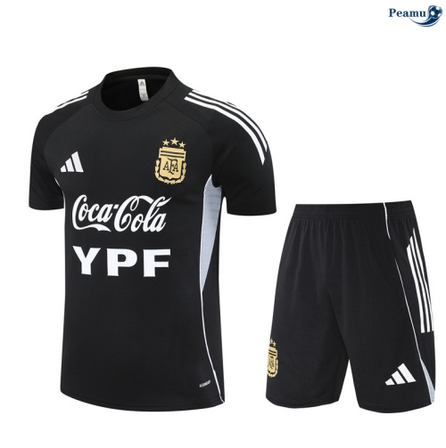 Maillot foot Kit Entrainement Argentine Enfant + Shorts Noir/Blanc 2025-2026 peamu 0342