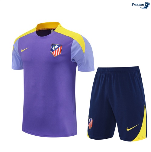 Maillot foot Kit Entrainement Atletico Madrid Enfant + Shorts Violet/Bleu/Jaune 2025-2026 peamu 0110