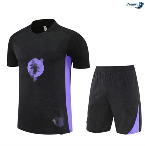 Maillot foot Kit Entrainement Barcelone Enfant + Shorts Noir/Violet 2025-2026 peamu 0131