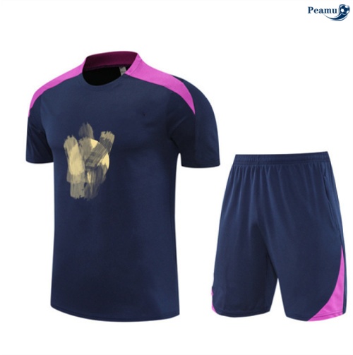 Maillot foot Kit Entrainement Barcelone + Shorts Bleu Marine/Violet 2025-2026 peamu 0137