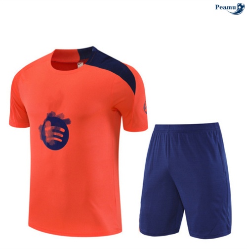 Maillot foot Kit Entrainement Barcelone + Shorts Orange/Bleu 2025-2026 peamu 0138