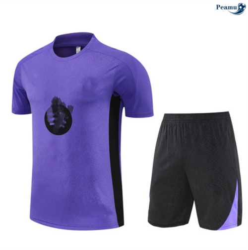 Maillot foot Kit Entrainement Barcelone + Shorts violet/Noir 2025-2026 peamu 0152