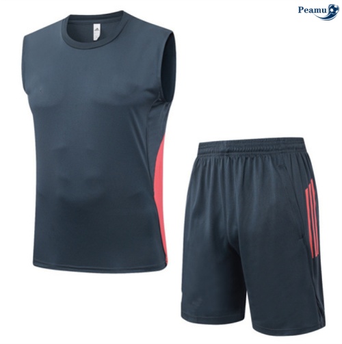 Maillot foot Kit Entrainement Bayern Munich Debardeur + Shorts Gris foncé/Orange/Rouge 2025-2026 peamu 0083
