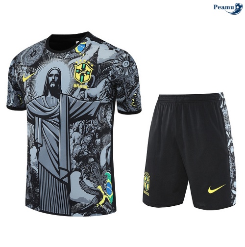 Maillot foot Kit Entrainement Brésil + Shorts Doré 2025-2026 peamu 0365