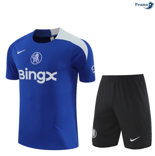 Maillot foot Kit Entrainement Chelsea + Shorts Bleu/Noir/Blanc 2025-2026 peamu 0389