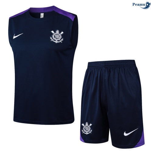 Maillot foot Kit Entrainement Corinthiens Debardeur + Shorts Bleu Marine/Violet 2025-2026 peamu 0016