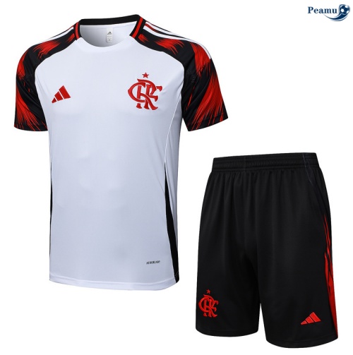 Maillot foot Kit Entrainement Flamengo + Shorts Blanc/Noir/Rouge 2025-2026 peamu 0040
